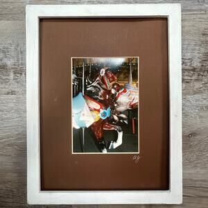 Vintage Photography Paragon Park Carousel AJ Wiser Signed Framed 13x10 Hull MA